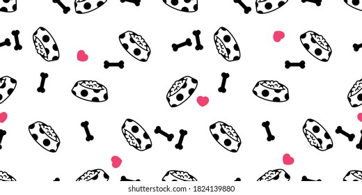 dog bowl seamless pattern bone polka dot heart valentine cat food puppy vector pet scarf isolated repeat background cartoon animal tile wallpaper illustration doodle design