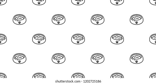Dog bowl seamless pattern vector french bulldog dog food bone paw cartoon scarf isolated repeat wallpaper tile background