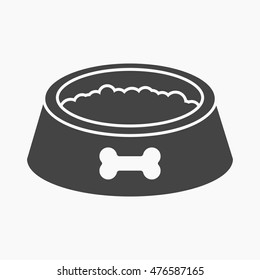 Dog bowl vector icon in black style for web