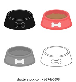 Dog Bowl Vector Icon In Cartoon Style For Web