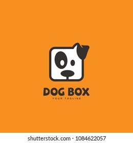 Dog box logo design template. Vector illustration.