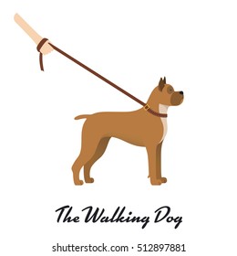 Dog boxer with a leash - on white background. Vector illustration