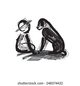 dog and boy
