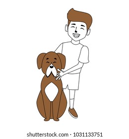 Dog and boy cartoon