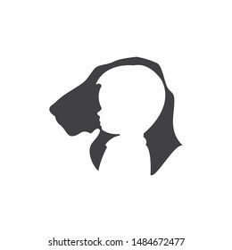 Dog and boy silhouette vector design
