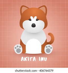 Dog Breed : Akita Inu : Vector Illustration