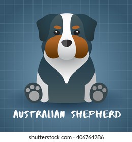 Dog Breed : Australian Shepherd : Vector Illustration