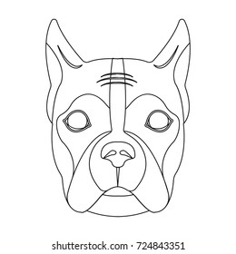 A dog, a breed of boxer.Muzzle of a boxer single icon in outline style vector symbol stock illustration web.