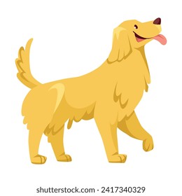 Dog Breed with Brown Shaggy Coat Standing Vector Illustration