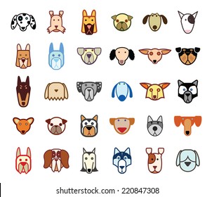 Dog breed collection icons - vector illustration.