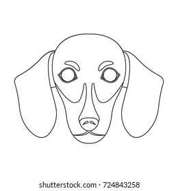 Dog, breed dachshund.Muzzle of the dachshund single icon in outline style vector symbol stock illustration web.