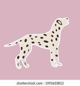 dog breed dalmatian, flat illustration, vector graphics.