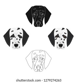 Dog breed, Dalmatian.Muzzle of a Dalmatian single icon in cartoon style vector symbol stock illustration web.