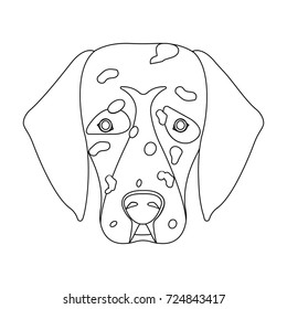 Dog breed, Dalmatian.Muzzle of a Dalmatian single icon in outline style vector symbol stock illustration web.