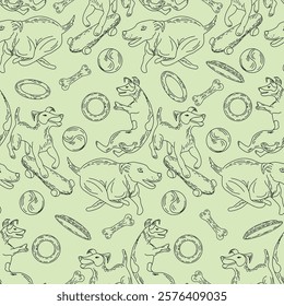 Dog breed fox terrier smooth seamless pattern