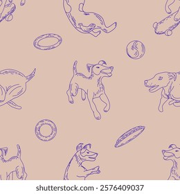 Dog breed fox terrier smooth seamless pattern