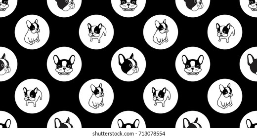 dog breed french bulldog polka dot seamless pattern doodle vector wallpaper background