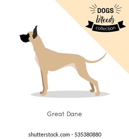 Dog breed great dane flat icon isolated on white background. Vector eps 10 format.
