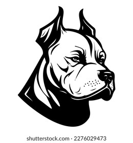 Dog Breed Line Art Logo - Pit Bull.
Vector illustration icon isolated on white background.