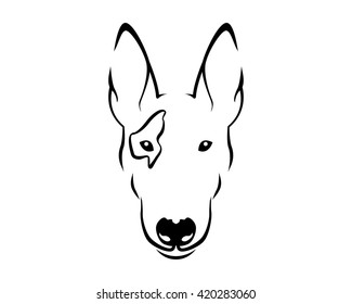 Dog Breed Line Art Logo - Bull Terrier
