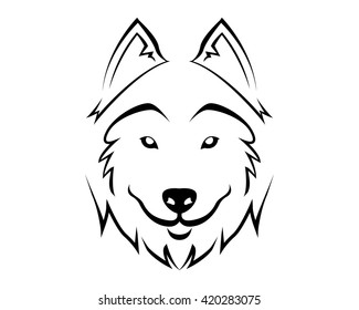 Dog Breed Line Art Logo - Siberian Husky