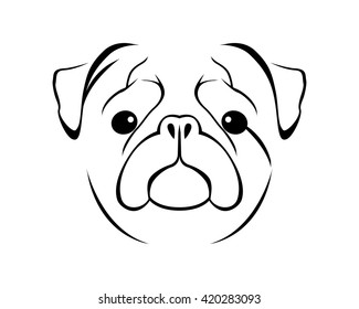 Dog Breed Line Art Logo - Pug