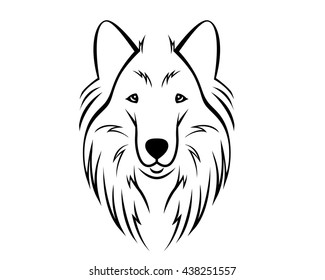 Dog Breed Line Art Logo - Collie