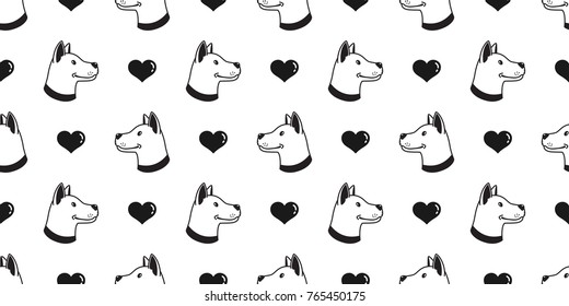 Dog Breed Dog paw puppy Heart icon love valentine doodle Seamless Pattern wallpaper background