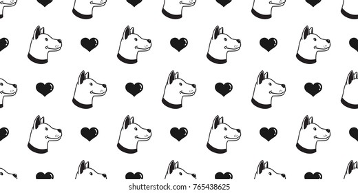 Dog Breed Dog paw puppy hound heart icon love valentine Seamless Pattern wallpaper background