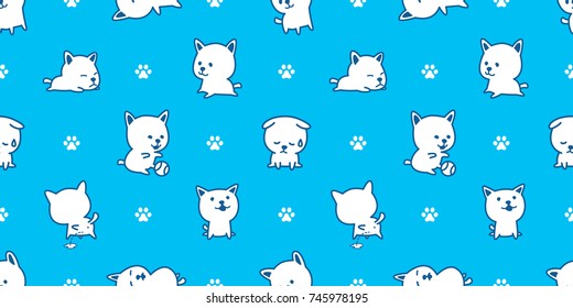 dog breed puppy paw, french bulldog vector doodle cartoon, seamless pattern wallpaper background