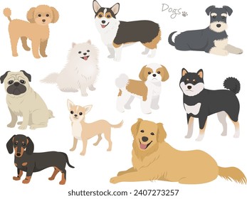 Dog breed set vector illustration 2