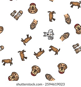 dog breeding genetics pedigree vector seamless pattern thin line illustration