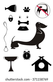 Dog breeding objects collection for design