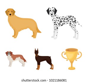 Dog breeds cartoon icons in set collection for design.Dog pet vector symbol stock web illustration.