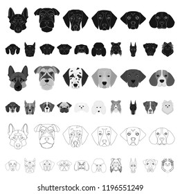 Dog Faces Stroke Icon Monochrome Cartoon Stock Vector (Royalty Free ...