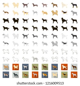 Dog breeds cartoon icons in set collection for design.Dog pet vector symbol stock web illustration.