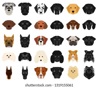 Dog breeds cartoon,black icons in set collection for design.Muzzle of a dog vector symbol stock web illustration.