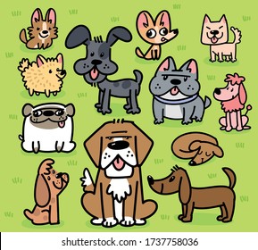 Dog Breeds Cute cartoon characters