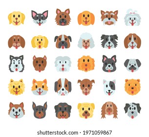 Dog Breeds Flat Vector Icons Pixel Perfect