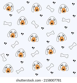 Dog Breeds Head Seamless Pattern. White isolated background. Vector illustration.