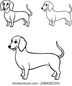 Dog breeds line art template color page 