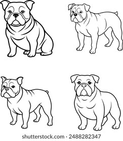 Dog breeds line art template color page 
