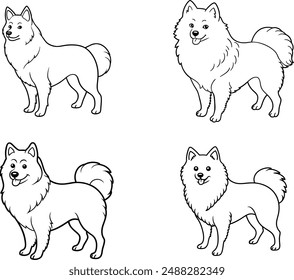 Dog breeds line art template color page 