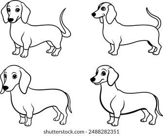 Dog breeds line art template color page 