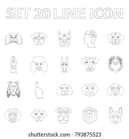 Dog breeds outline icons in set collection for design.Muzzle of a dog vector symbol stock web illustration.