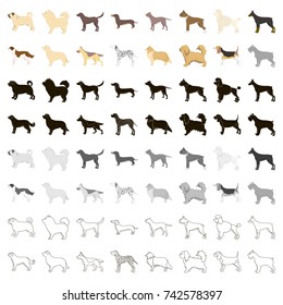 Dog breeds set icons in cartoon style. Big collection dog breeds vector symbol stock illustration