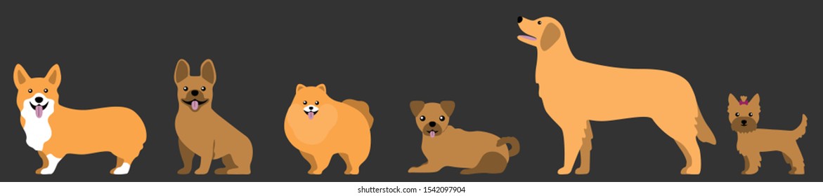 Dog breeds set. Vector illustration.