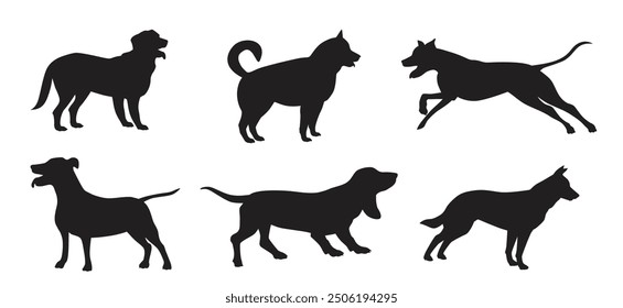 Dog breeds silhouette Vector illustration
