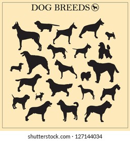 Dog breeds silhouettes