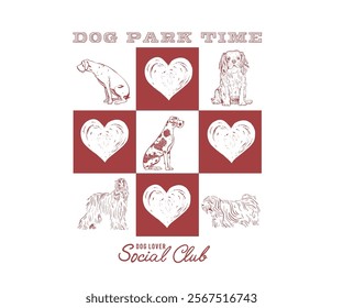 Dog breeds vector art, Dog lover pet club artwork for t shirt, sticker poster, screen print, Pet social club